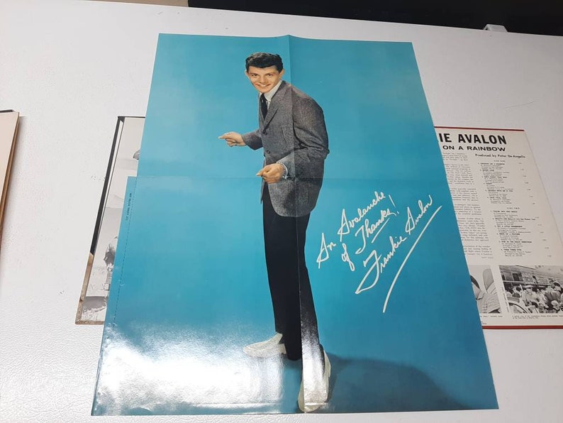 Ex Condition Frankie Avalon Swinging en un Rainbow Chancellor Record Album raro folleto & póster menta chlx5004 imagen 4