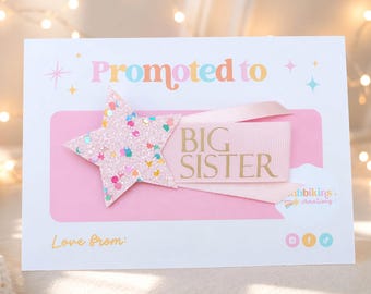 BIG SISTER Badge | New Sister Badge | Sibling Badge | Big Cousin | Glittery | Sparkle | Shooting Star | Gift | Keepsake | Handmade