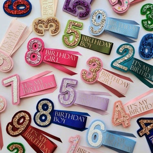 BIRTHDAY NUMBER Badge | Berry First | Wild One | Two the Moon | Three Rex | Any Age Badge | Glittery | Sparkle | Milestone | Unisex | Party