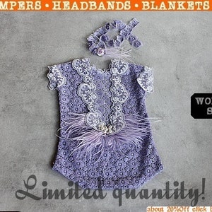 Romper DeLuxe, Newborn Romper, Baby Romper, Newborn Girl Romper, Baby Girl Romper, Lace Romper, Lavender Romper, Sewn Romper, Fabric Romper