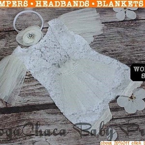 Romper DeLuxe, Newborn Romper, Baby Romper, Newborn Girl Romper, Baby Girl Romper, Lace Romper, White Romper, Sewn Romper, Fabric Romper