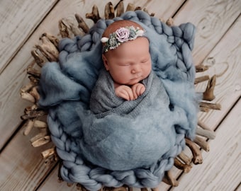 Newborn Photography Props, Newborn Props, Baby Photography Props, Chunky Blanket, Wool Fluff, Wrap, Headband, Baby Props for Photography