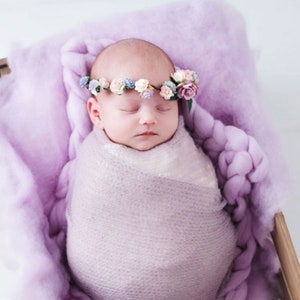Newborn Props, Newborn Photography Prop, Newborn Photo Props, Wool Fluff, Chunky Blanket, Newborn Wrap, Baby Wrap, Baby Headband
