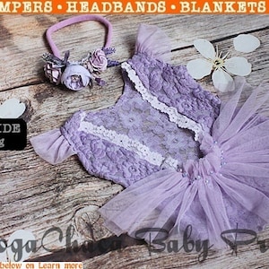 Romper DeLuxe, Newborn Romper, Baby Romper, Newborn Girl Romper, Baby Girl Romper, Lace Romper, Lavender Romper, Sewn Romper, Fabric Romper