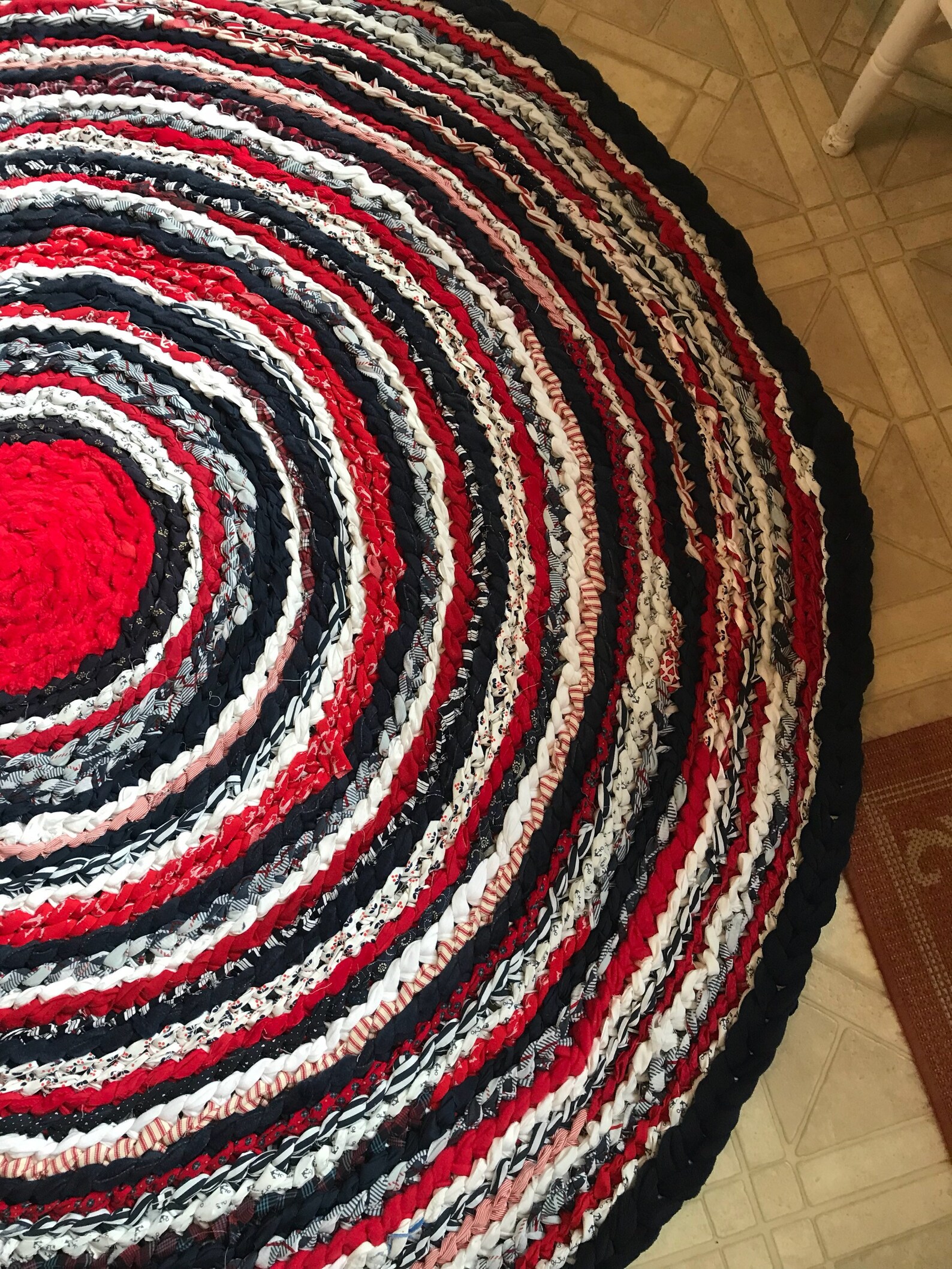 Red Piru Rag Nautical Red, White, and Blue Handmade Rag Rug - Etsy