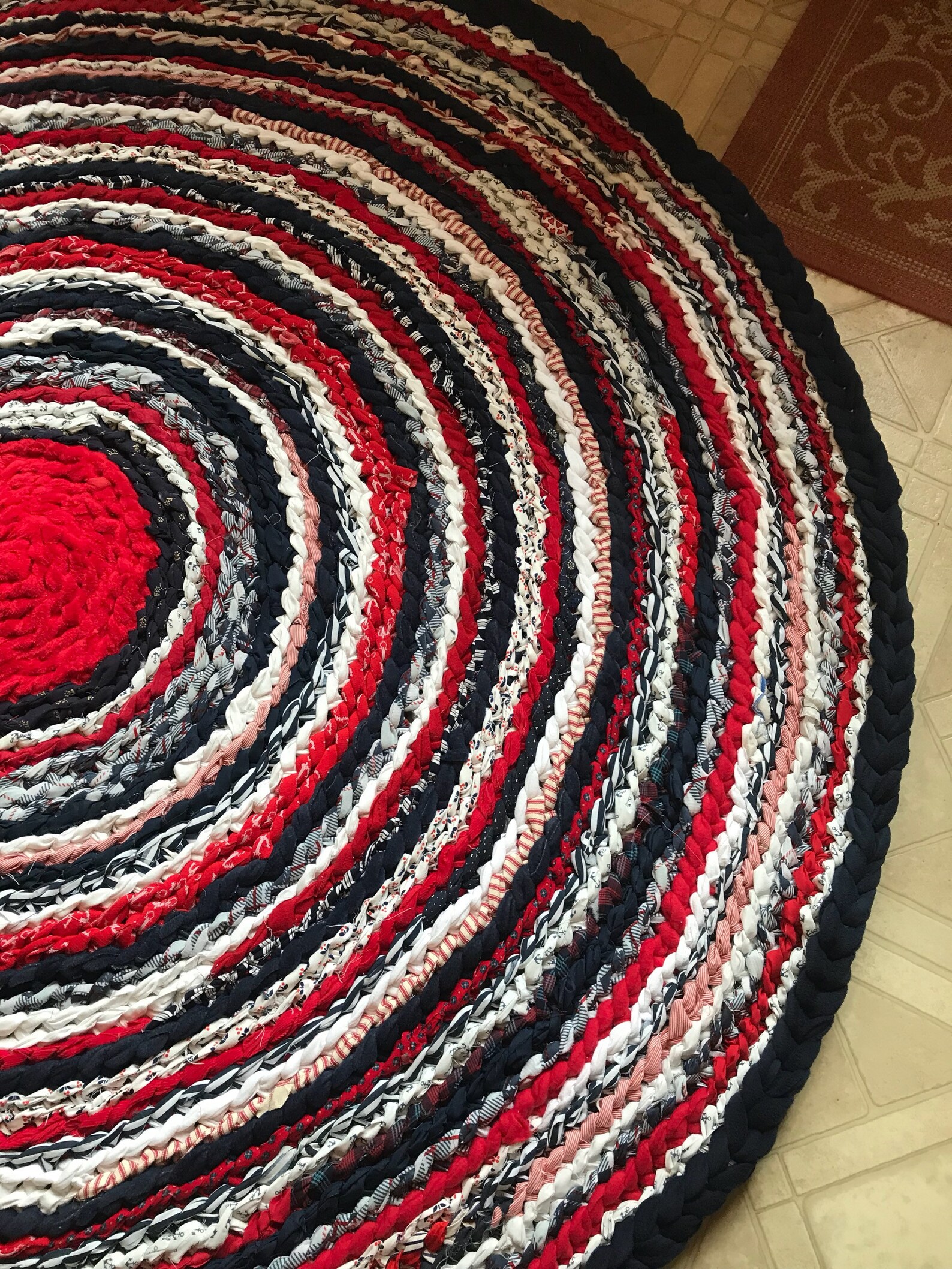 Red Piru Rag Nautical Red, White, and Blue Handmade Rag Rug - Etsy