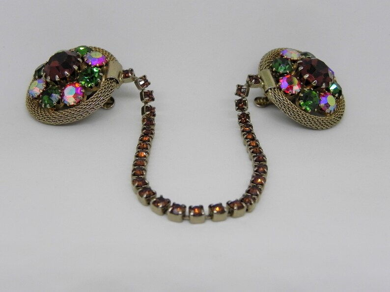 Weiss Rhinestone Sweater Clip Unsigned