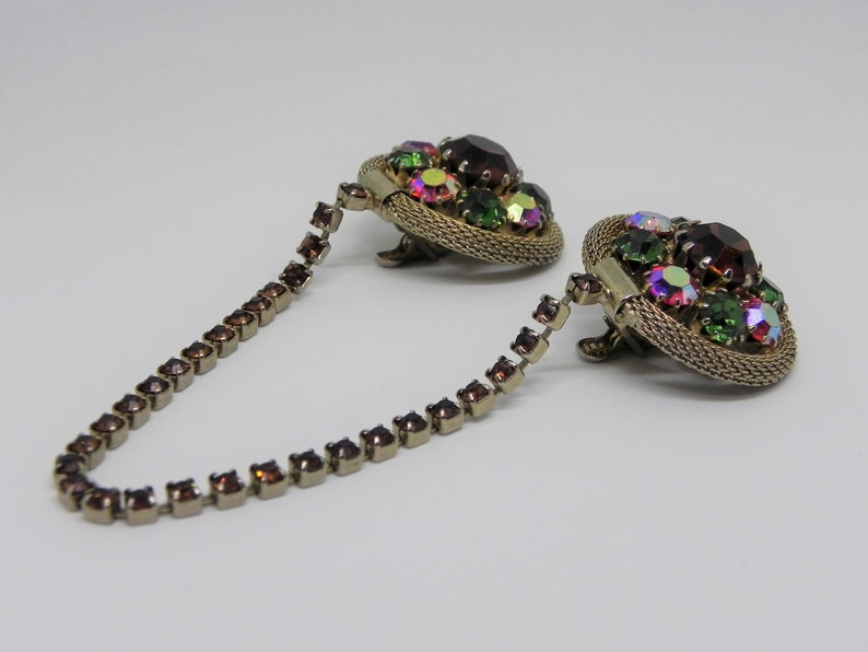 Weiss Rhinestone Sweater Clip Unsigned