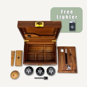 Stash Box Bundle – with Twelve Accessories - Lockable, Smell Proof, Discreet, Custom Engraved