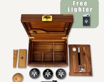 Stash Box Bundle – with Twelve Accessories - Lockable, Smell Proof, Discreet, Custom Engraved
