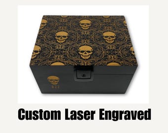 Custom Laser Engraved Bamboo Stash Box – Smell-Proof Herb Storage Gift Set - Personal Design