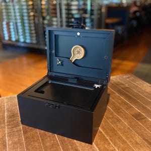 Free Shipping -  OG Black Stash Box - rolling tray, 3 Smell Proof Stash Jars, Stash Tube, chalk marker, 2 Pokers, UPGRADED LOCK smell proof