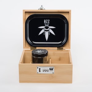 Pike & Pine Handmade Large Stash Box Combo Includes Grinder 2 Stash Jars  Discreet Design, Lockable, and Removable Dividers 