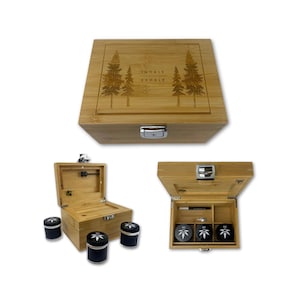 OG Bzz Box (Stash Box) with Inhale Exhale Design, Rolling Tray, 3 Stash Jars, Marker, Stash Tube - Custom Smell Proof Lockable Stash Box