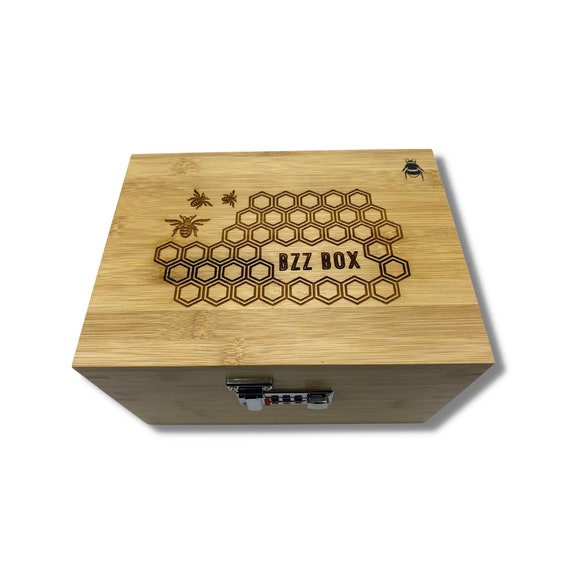 Large Bzz Box bamboo Stash Box With Lock, Rolling Tray, and 3 Stash Jars  the Original Large Bzz Box Stash Box, Smell Proof -  Israel