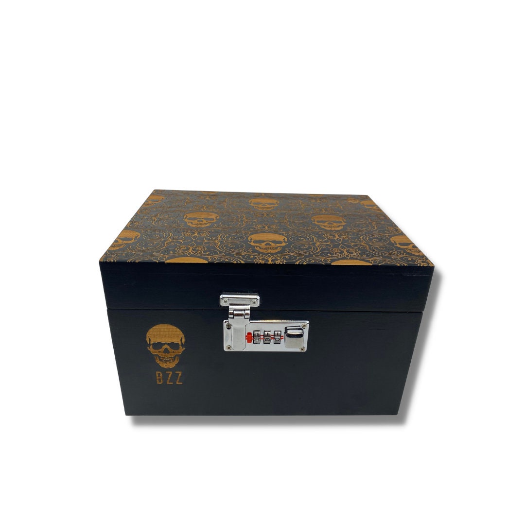 Skull Pattern Stash Box Bzz Box Lock Box With Rolling Etsy