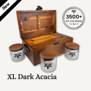 XL Stash Box: Discreet, Smell Proof, Lockable, Custom Laser Engraved - Bamboo or Acacia