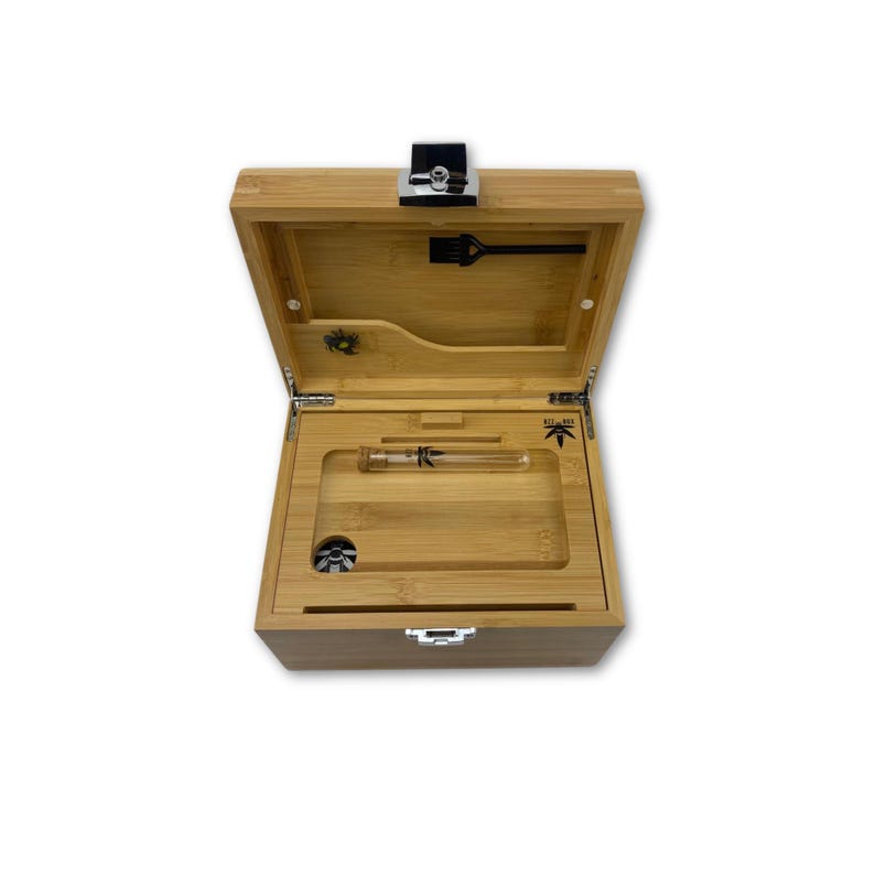 Large Bzz Box Stash Set | Rolling Tray l 3 Stash Jars l Smoking Accessories | Smell Proof Box | Boxes & Bins | Wooden Box | Storage & Organization | Bzz Box | Lock Box | Collectibles | Home & Living | Smoking Gift Idea | Large Stash Box custom HexBee