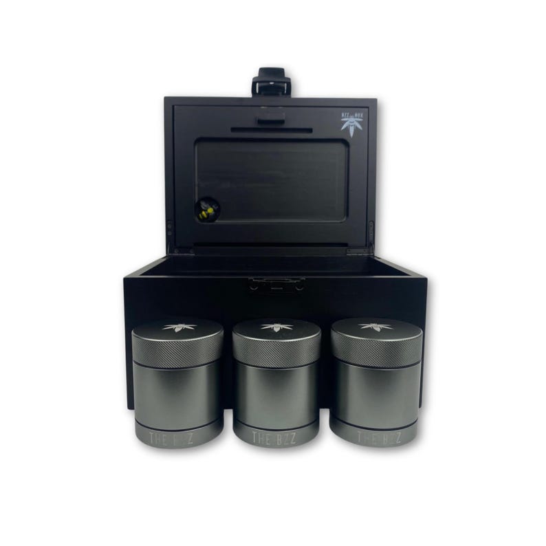 Black Stash Box With 3 Metal Stash Jars: Smell Proof, Lockable ...