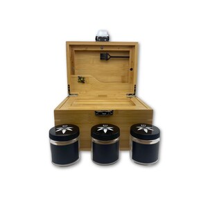 Large Bzz Box Stash Box| Custom Laser Engraving l Rolling Tray l 3 Stash Jars l Smoking Accessories | Smell Proof Lock Box | | Wooden Box | Storage & Organization | Bzz Box |  | Collectibles | Home & Living | smoking  Gift Idea | Large Stash Box