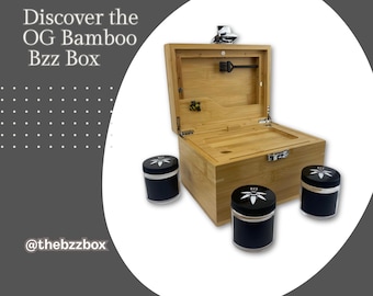 Discovery Bamboo Stash Box With Movable Rolling Tray, Jars