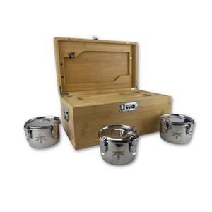 XL Bamboo Stash Box: Rolling Tray and 3 Smell Proof Jars (Treasure Chest)