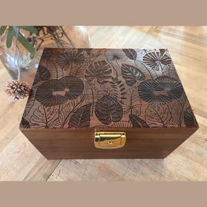 Dark Wood Stash Box: Smell Proof, Lockable - Rolling Tray, 3 Glass Jars, Biophilic Design