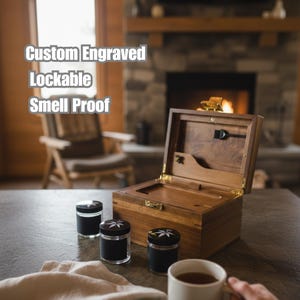 Custom Engraved Lockable Acacia Stash Box | Discreet Luxury Herb Storage