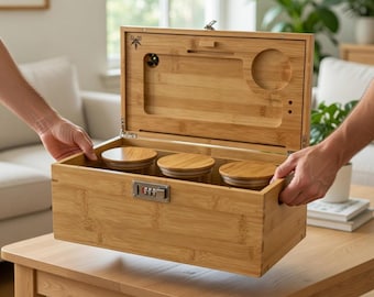 Discreet luxury XL Stash Box – Smell Proof, Lockable Herb Organizer with Rolling Tray