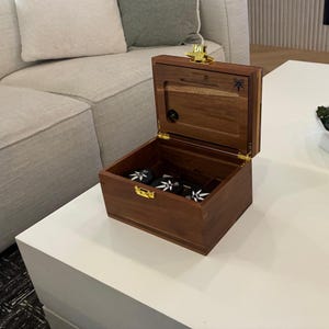 Dark Wood or Bamboo Stash Box: Smell Proof, Lockable - Rolling Tray, 3 Glass Jars