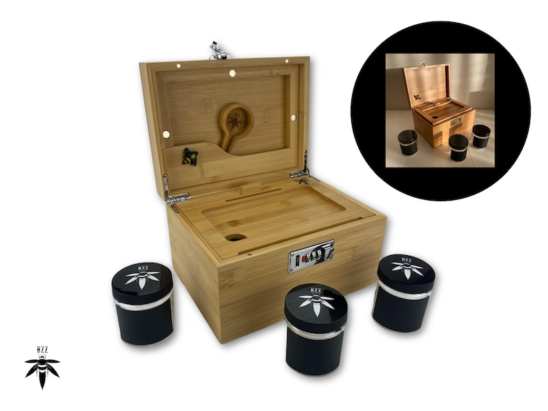 The new Large Bzz Box Stash Box compared to the original | Smoking Accessories | Smell Proof Lock Box | Wooden Box | Bzz Box | Lock Box | Collectibles | Home & Living | smoking  Gift Idea | Large Stash Box l Rolling Tray l Three Stash Jars