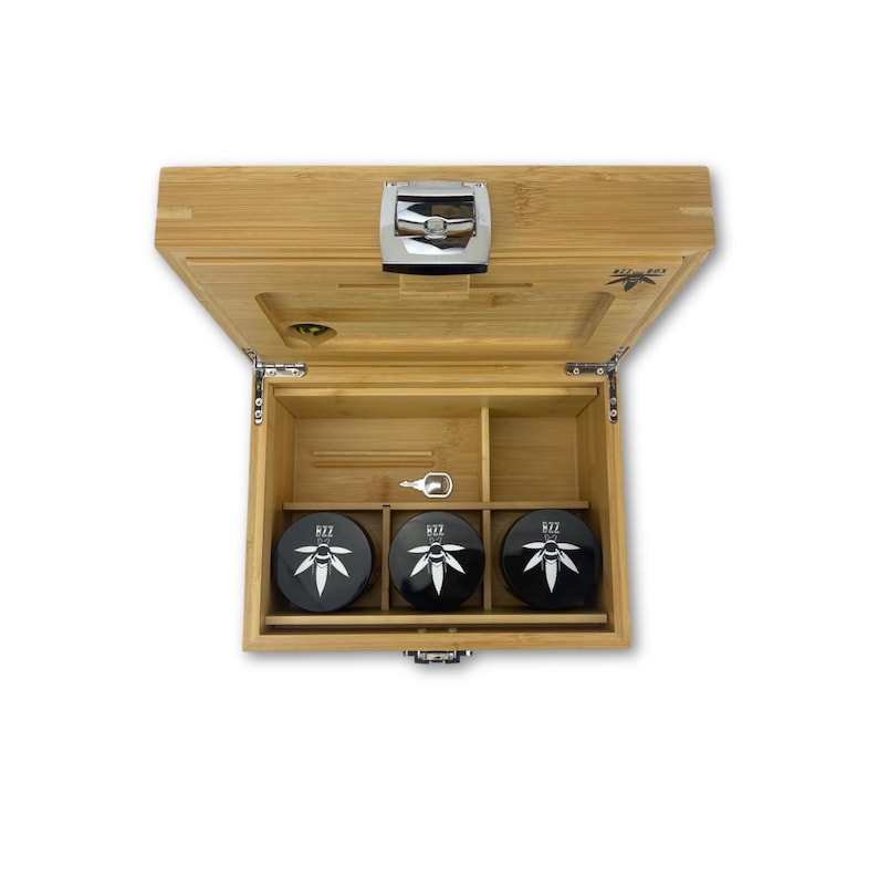 Large Bzz Box Stash Set | Rolling Tray l 3 Stash Jars l Smoking Accessories | Smell Proof Box | Boxes & Bins | Wooden Box | Storage & Organization | Bzz Box | Lock Box | Collectibles | Home & Living | Smoking Gift Idea | Large Stash Box custom HexBee