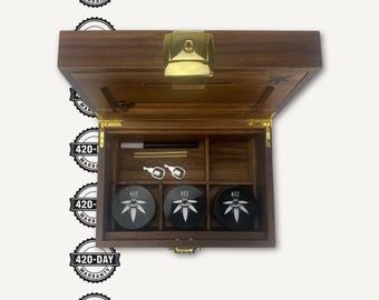 Luxury Acacia Stash Box with Rolling Tray – Smell Proof Herb Storage for Connoisseurs