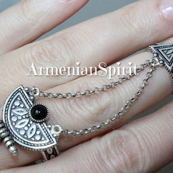 Sterling silver 925 Double ring Taraz Armenian traditional