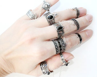 SILVER 925 double rings adjustable CHOOSE armor ring traditional taraz daraz handmade Armenian jewelry rings Black onyx and black enamel