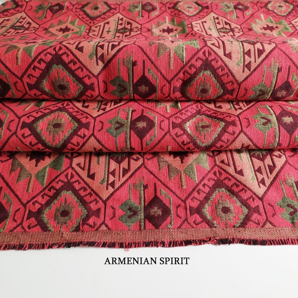 Armenian rug carpet 56X20 inches Red ethnic Cotton blend Narrow table runners Kitchen decoration Rug for armchair sofa jacquard CHOOSE SIZE