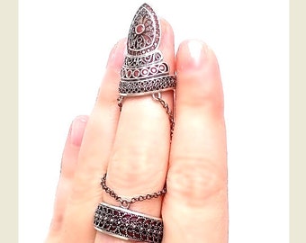 アクセサリー theredthread S armor ring Armor Ring Shield Rings Armored Full Finger Triskele