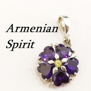 Armenian jewelry Forget me not Silver 925 Pendant Small Tiny charm Violet flower Anmoruk Armenian genocide symbol Flower Gifts for men women