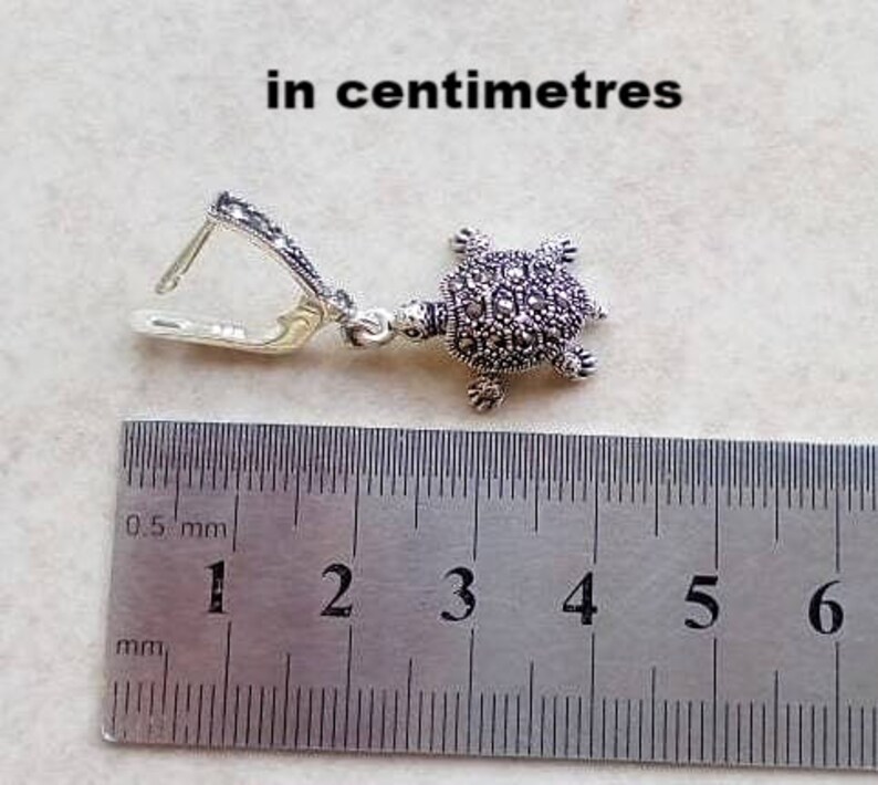 Tortoise earrings high quality SILVER 925 Long dangly earrings marcazite Turtle jewelry Christmas gift for woman Animal jewelry small turtle