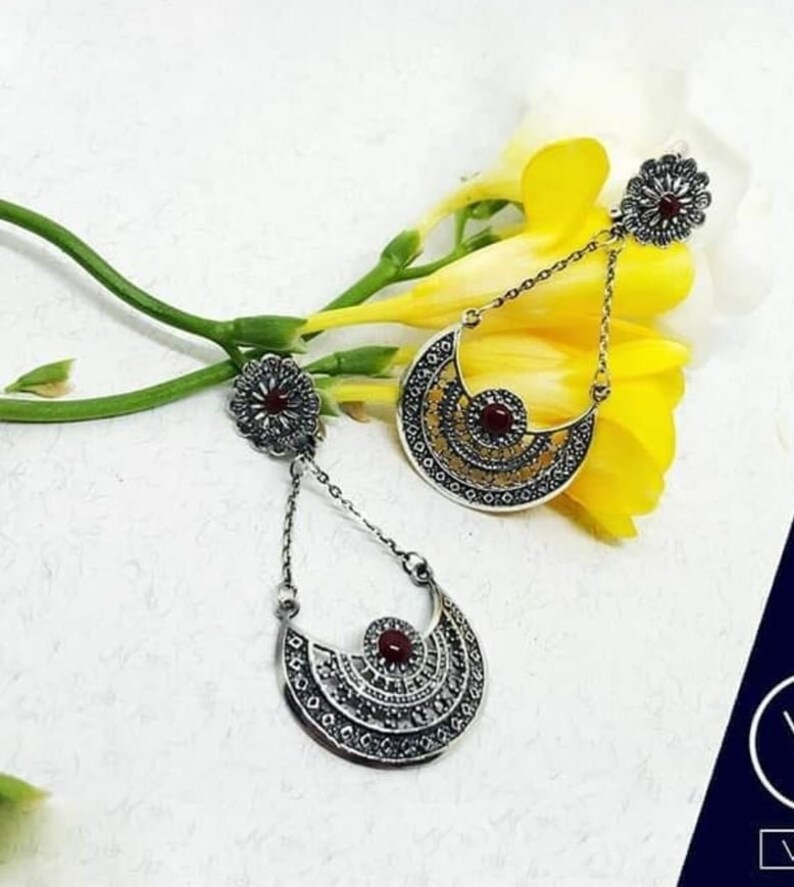 Armenian Super intense SALE earrings semi Fashionable circle 925 SILVER long