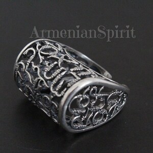 Anillo del alfabeto armenio ajustable joyería de plata de ley con letras hechas a mano