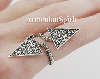 Adjustable ring Silver 925 Armenian jewelry Traditional pattern Adjustable rings