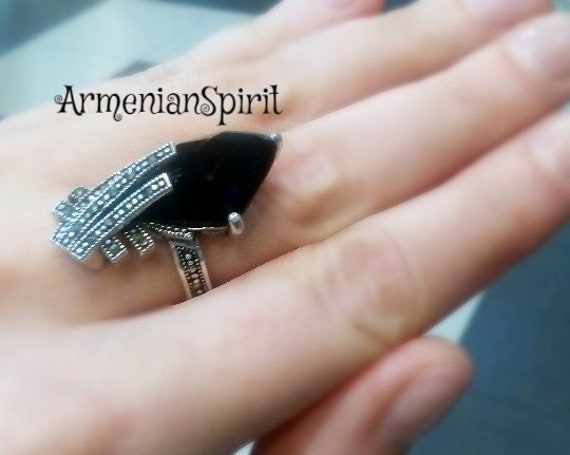 Black stone dress ring best sale