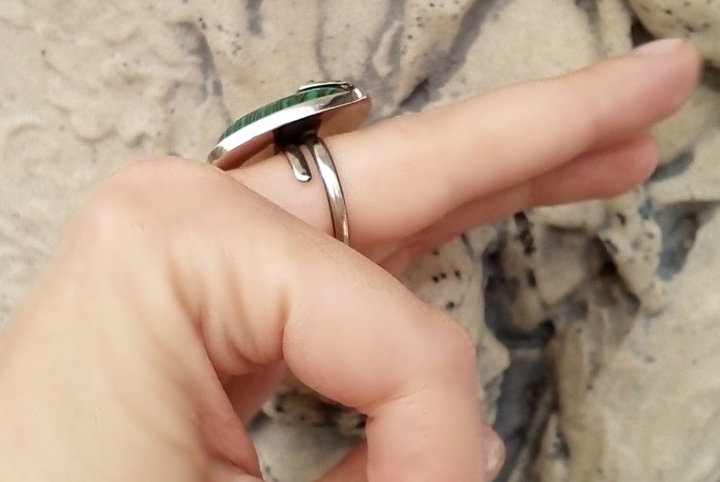 Malachite green ring adjustable Big green stone rings armenian handmade jewelry bague vert malachite Malachitgr\u00fcner Ring malachiet groene