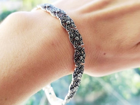 Pulsera marcasita pulseras de PLATA mujeres regalo pulsera de