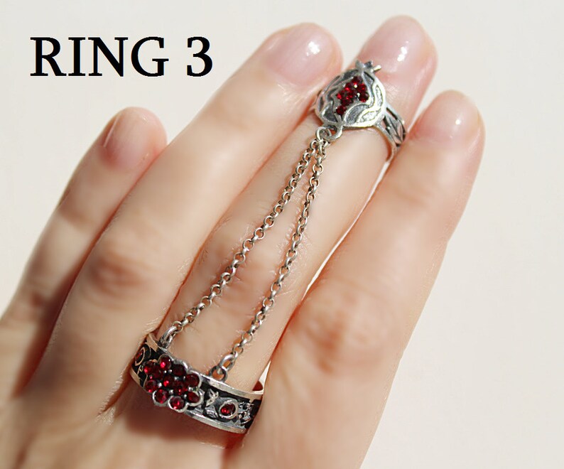 SILVER double rings adjustable CHOOSE armor ring red stones Etsy