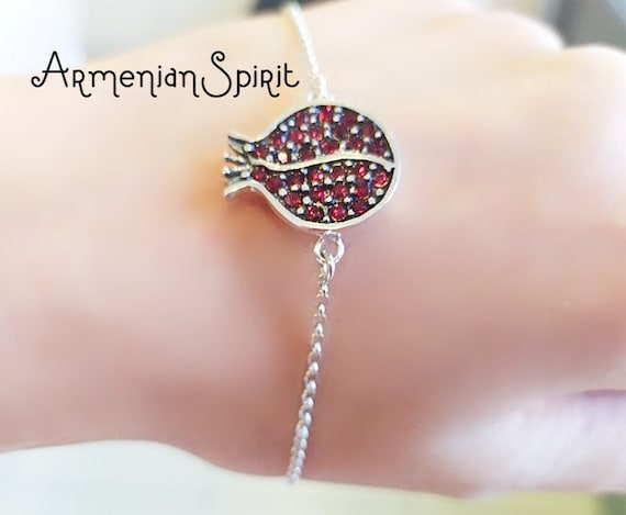 Rose Quartz Pomegranate Crystal Charm Garnet Bracelet