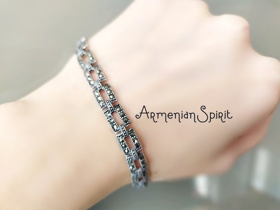 Marcasite Bracelet 7 Inches SILVER Women Bracelets Delicate Armenian Jewelry  Feminine Bracelet En Argent Marcassite Armband Silber 925 -  Canada