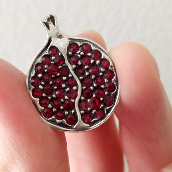 Pomegranate pendant Silver Persephone symbol armenian handmade jewelry small gifts for women under red zircon pomegranate tiny