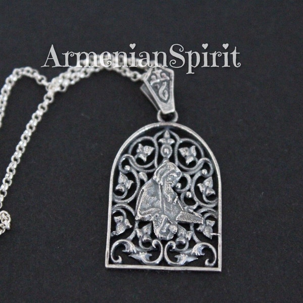 Saint Grigor Narekatsi Narek portrait Pendant Sterling silver 925 Armenian jewelry